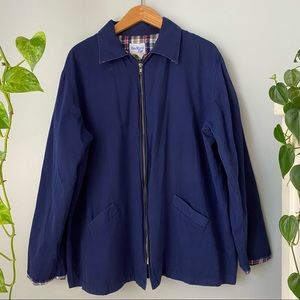 Vintage Twill Plaid Zip Cotton Jacket